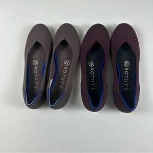 Rothy’s WMNS SZ 5.5 Lot Of 2 Retired Wine & Mink Colors Flats Casual Round Toe